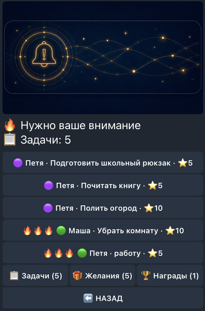 Domus: задачи с баллами, желания и награды
